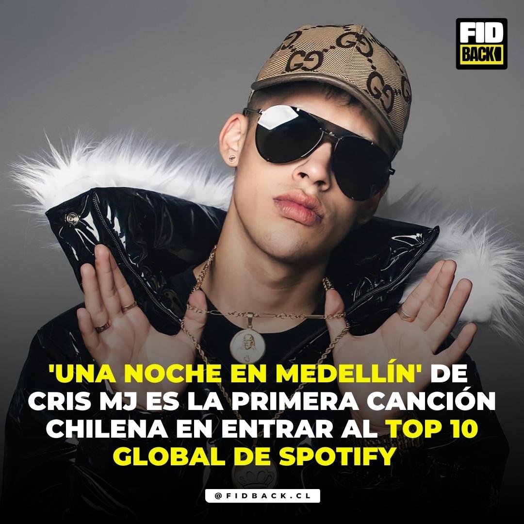 Fidback_cl's tweet photo. "Una Noche en Medellín" de Cris MJ está actualmente en la posición 10 del TOP GLOBAL DE SPOTIFY, convirtiéndose así en la segunda canción latina más escuchada en el mundo🌎

Además, es el primer chileno en lograr esta hazaña 🔥

Conoce más detalles aquí➡️ https://t.co/heOsTKBekx https://t.co/wTj69cBeda