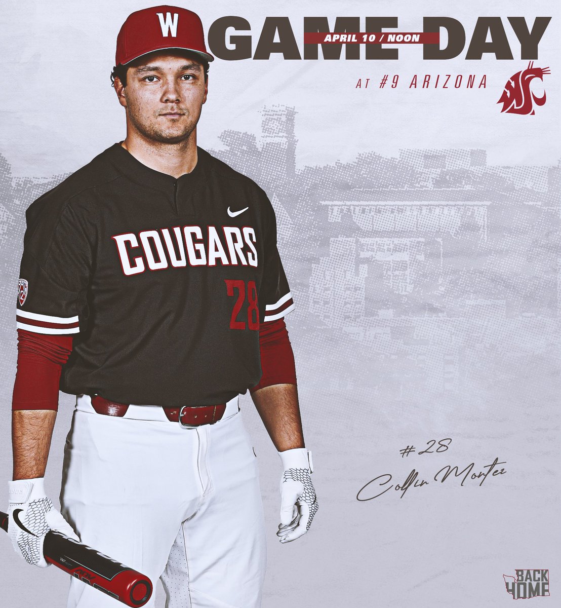 wsucougarbsb's tweet photo. GAME DAY in Tucson!

We close out the series at No. 9 Arizona this afternoon.

1st Pitch | Noon
Listen | https://t.co/ocAFRCtYgY
Live Stats | https://t.co/JHWlvRS6FL
Watch | https://t.co/W9KgxQBo1F

#GoCougs https://t.co/S0oVBqa2zL