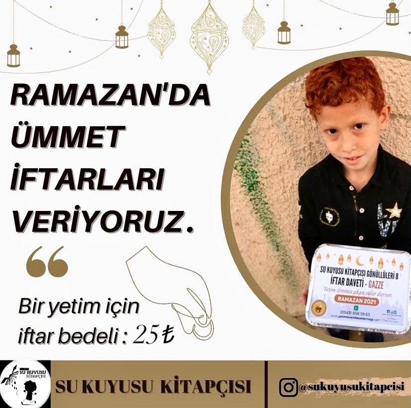 2019 yılından belli birçok yardım projelerine vesile olduğumuz kurucusu olduğum Su Kuyusu Kitapçısı sayfasında  ümmet coğrafyalarında iftarlar veriyoruz. Siz de destek olmak isterseniz Dm'den ya da instagram sayfamızdan bize ulaşabilirsiniz.

instagram.com/sukuyusukitapc…