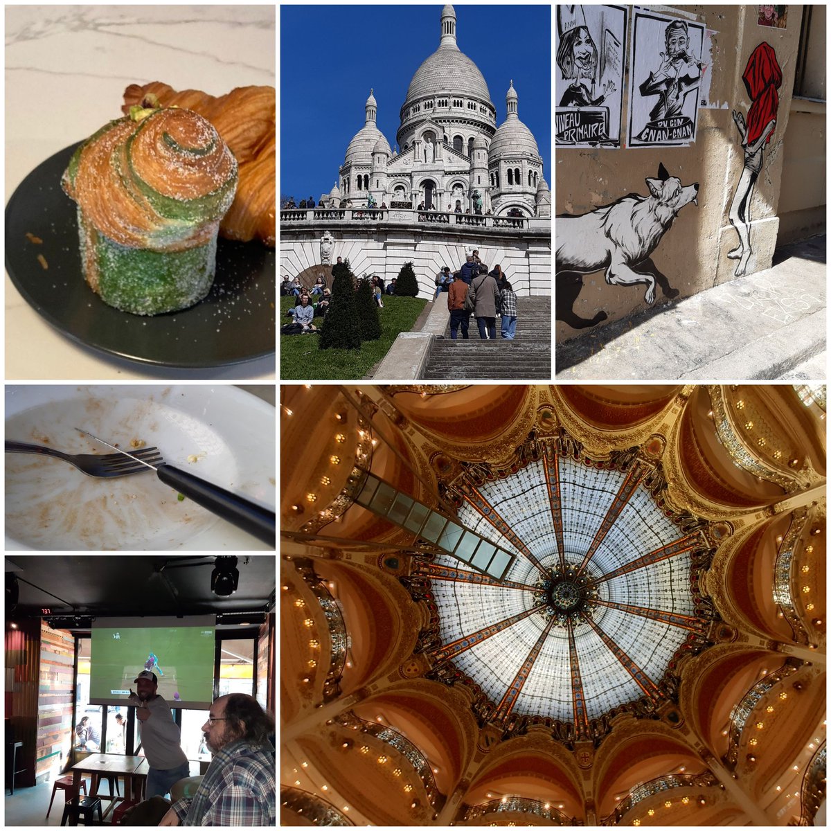 On Palm Sunday and election day in Paris: songs under Ponte Saint Martin before croissants, Sacre Coeur, Street art, lunch, shopping with Parisian style and resting my feet in an Aussie bar teaching the rules to my new French mate Boris! All before supper...