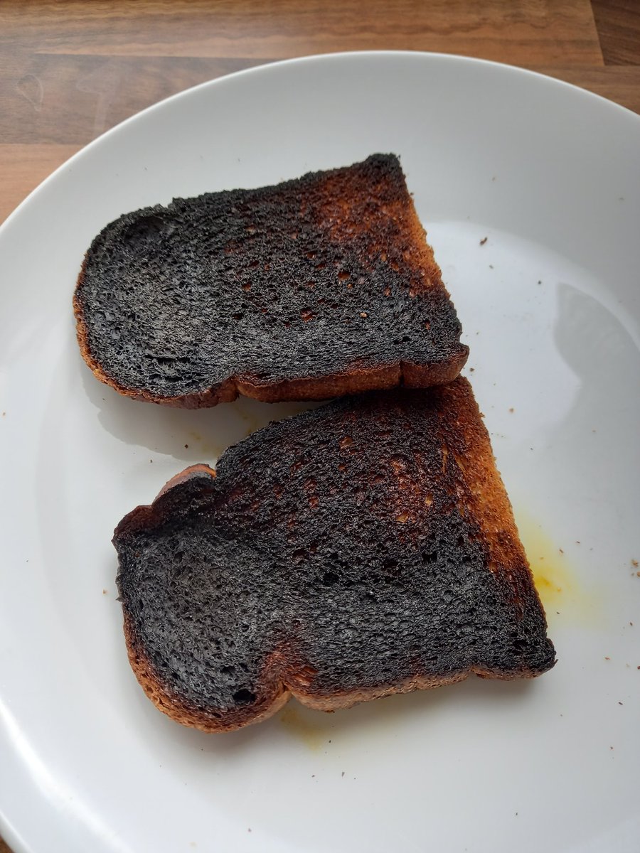 NatChucklesCole's tweet photo. How would you like your toast cooked?
Very very very well done please. π€¦πΌββοΈ
Rich (other half) burnt his toast this morning. House still smells of it, but at least we know the smoke alarm works. π€£
#silverlining #breakfast #bitburnt #toast #ohdear https://t.co/wcPZe5RtgQ