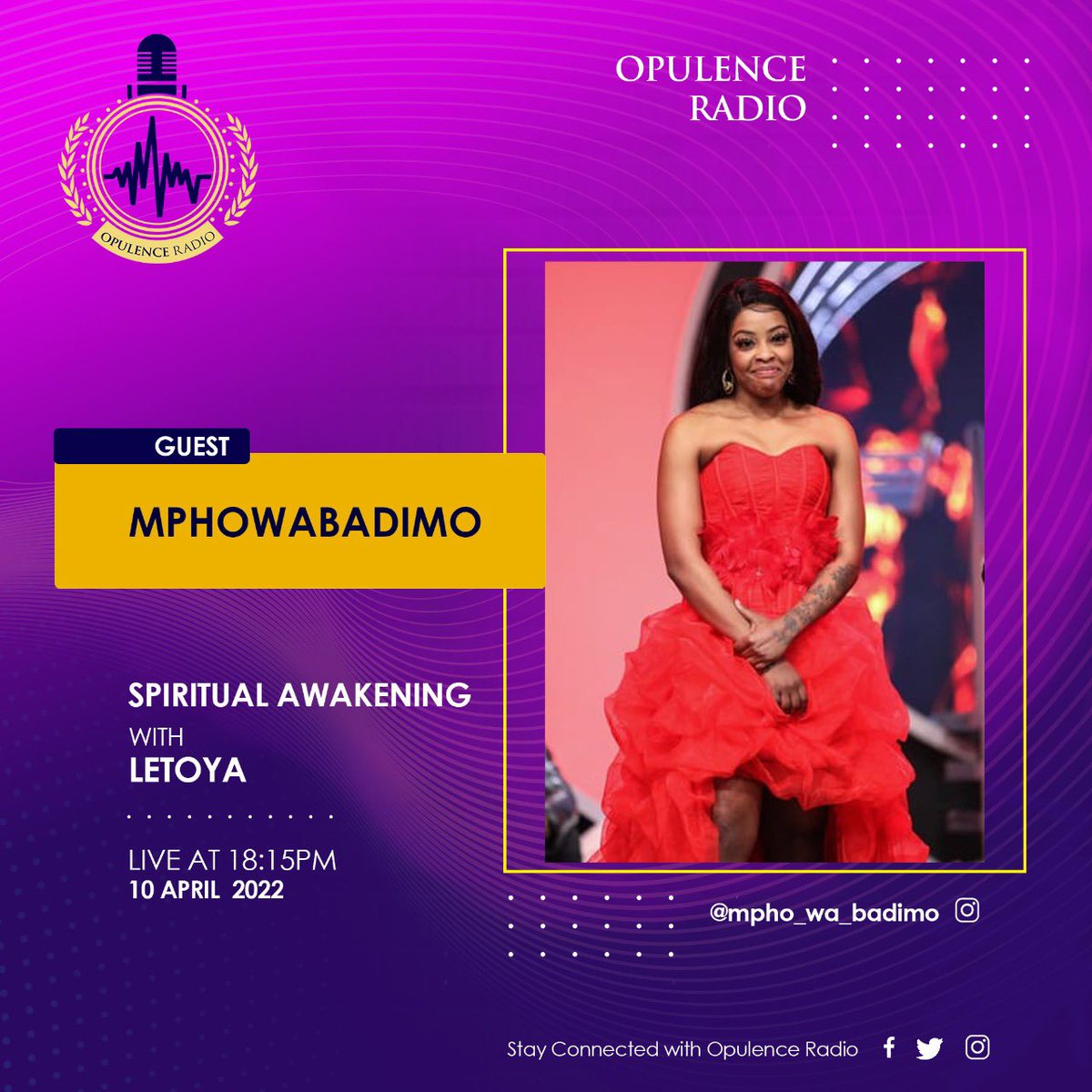 opulenceradio's tweet photo. The incredible Gogo @mpho_wa_badimo is joining Gogo @letoyamakhenep tonight on Spiritual Awakening. One of the shows we can never tell how it will turn out but can only invite you to be part of it.                  #SpiritualAwekening #opulenceradio #spirutality #undergroundgang https://t.co/E5wmfM4hif