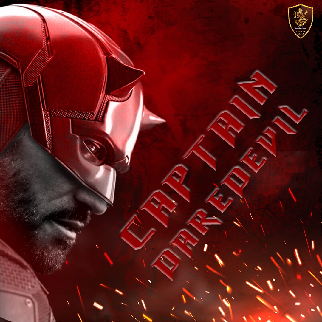 rcbfansofficial's tweet photo. Captain FAF as  D A R E D E V I L🔥

12th Man Creative by @kushal_kush00

#RCB12thManArmy #Daredevil #FafDuPlessis #CaptainFAF #IPL2022 #RCBIANS #RCB #BoldArmy #PlayBold #TATAIPL https://t.co/kC3OMgnDZ0