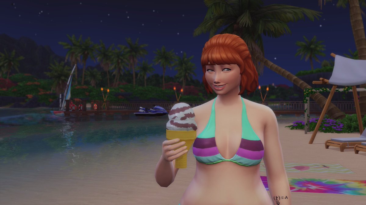 HanbamSims's tweet photo. Beach trip after school! #NotSoBerry #TheSims4 https://t.co/UCS6JFNTRc