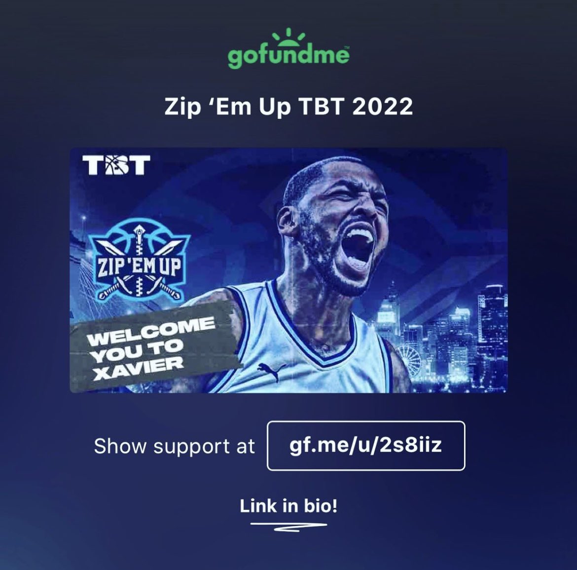 ZipEmUpTBT's tweet photo. Xavier Nation, TBT time is heating up, 99 days and counting! Thanks to your support, we are a host team for TBT 2022! We would appreciate any financial support you are able to provide, as we are pulling out all the stops! We can’t wait to see you at Cintas in July! Zip ‘Em Up! https://t.co/EblxJYkxDI