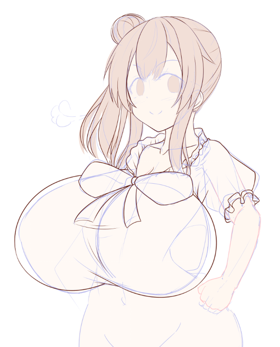 下書きよりおっぱいが大きくなるのはおっぱい絵描きの業 