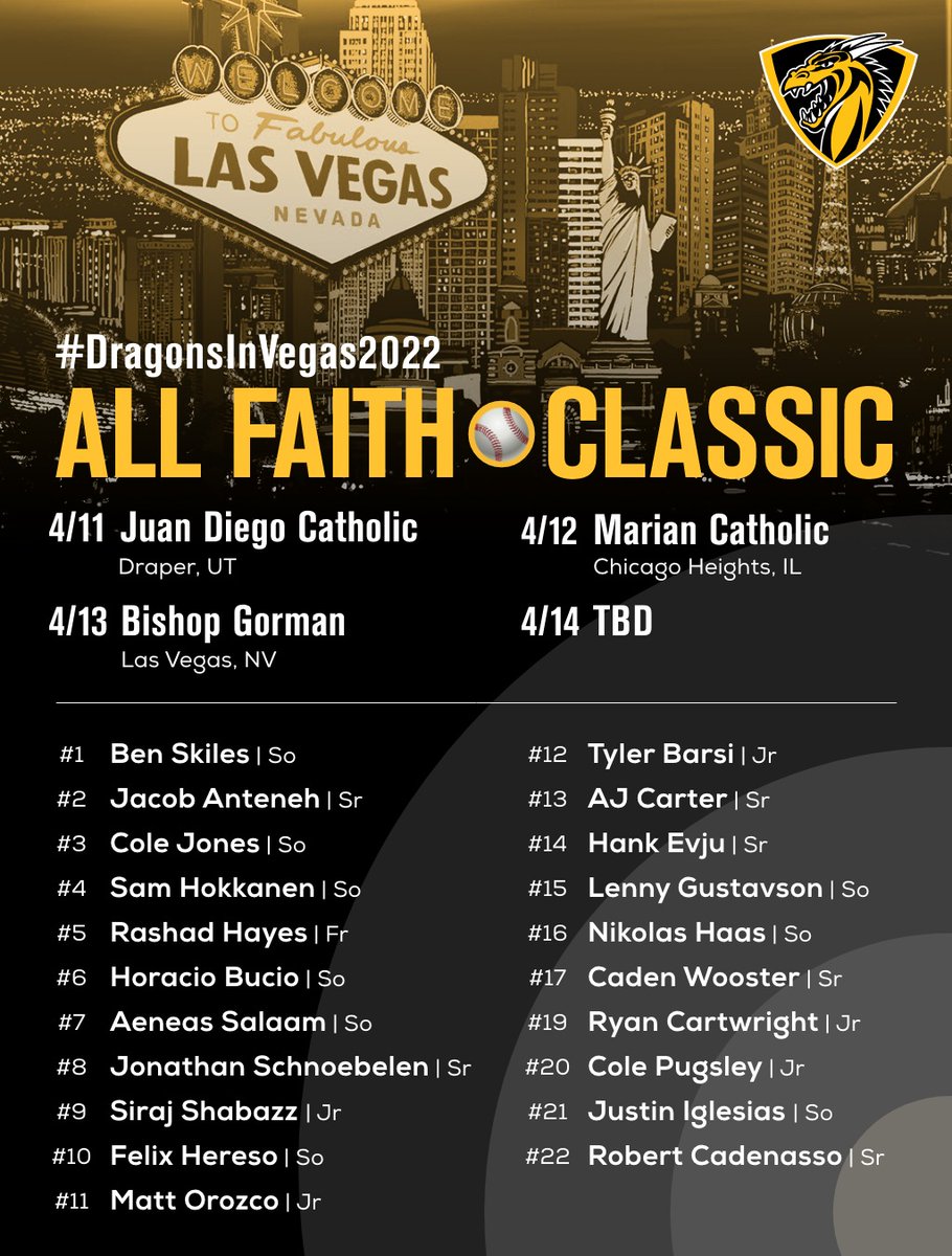 Spring break in Las Vegas at the Bishop Gorman All Faith Classic. Great opportunity to see where we stand. Go get em boys! #OdowdBaseball2022 #DragonsInVegas2022