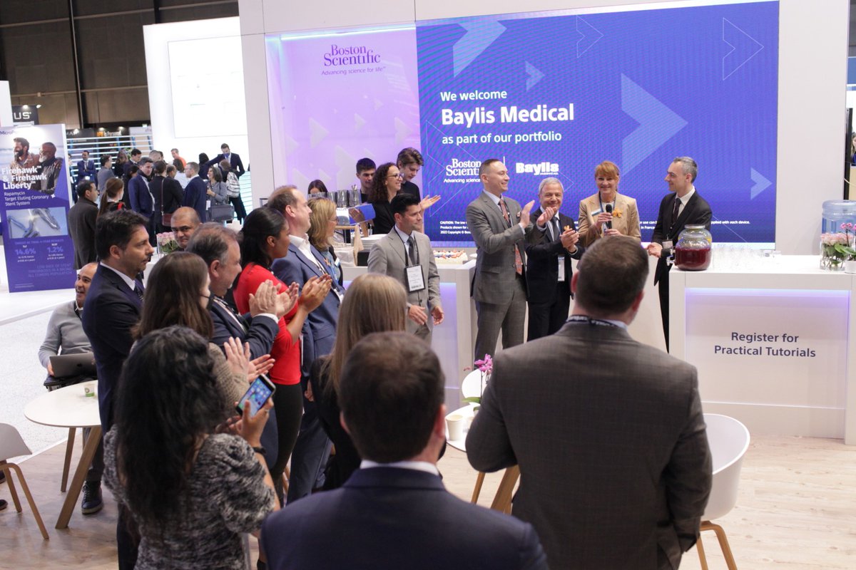 BSC_EU_Heart's tweet photo. A warm welcome to @BaylisMedical to Boston Scientific. 
Together, we will bring left #heart access solutions to #electrophysiology and #structuralheart procedures. 
Here are the teams at #EHRA2022 enjoying the celebrations: 

@AngeloDeRosa4 #CardioTwitter #EPeeps https://t.co/OPKcrUkPUX