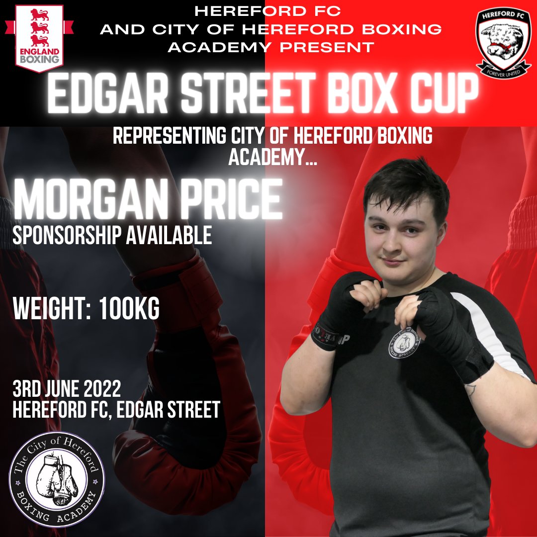 HFC__Events's tweet image. 🎙️ Weighing in at 220 pounds... 𝙈𝙤𝙧𝙜𝙖𝙣 𝙋𝙧𝙞𝙘𝙚 🎙️

Friday the 3rd of June, Morgan Price will take to the ring in the Edgar Street Box Cup 🥊

Tickets are available on our Website 👇
hereford-fc.myshopify.com/collections/ev…