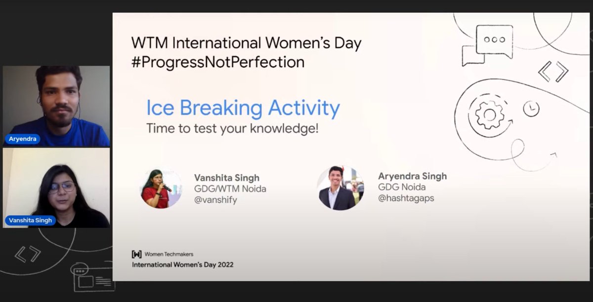 WtmIndia's tweet photo. 💥 LAST CHANCE to win swags and WTM branded goodies everyone!!

Enjoy the amazing ice breaker session and have fun!!

Join the session: https://t.co/Vk1kFcehLq

#IWD #WTM #ProgressNotPerfection #IWDIndia2022 https://t.co/3pwRLwLUem