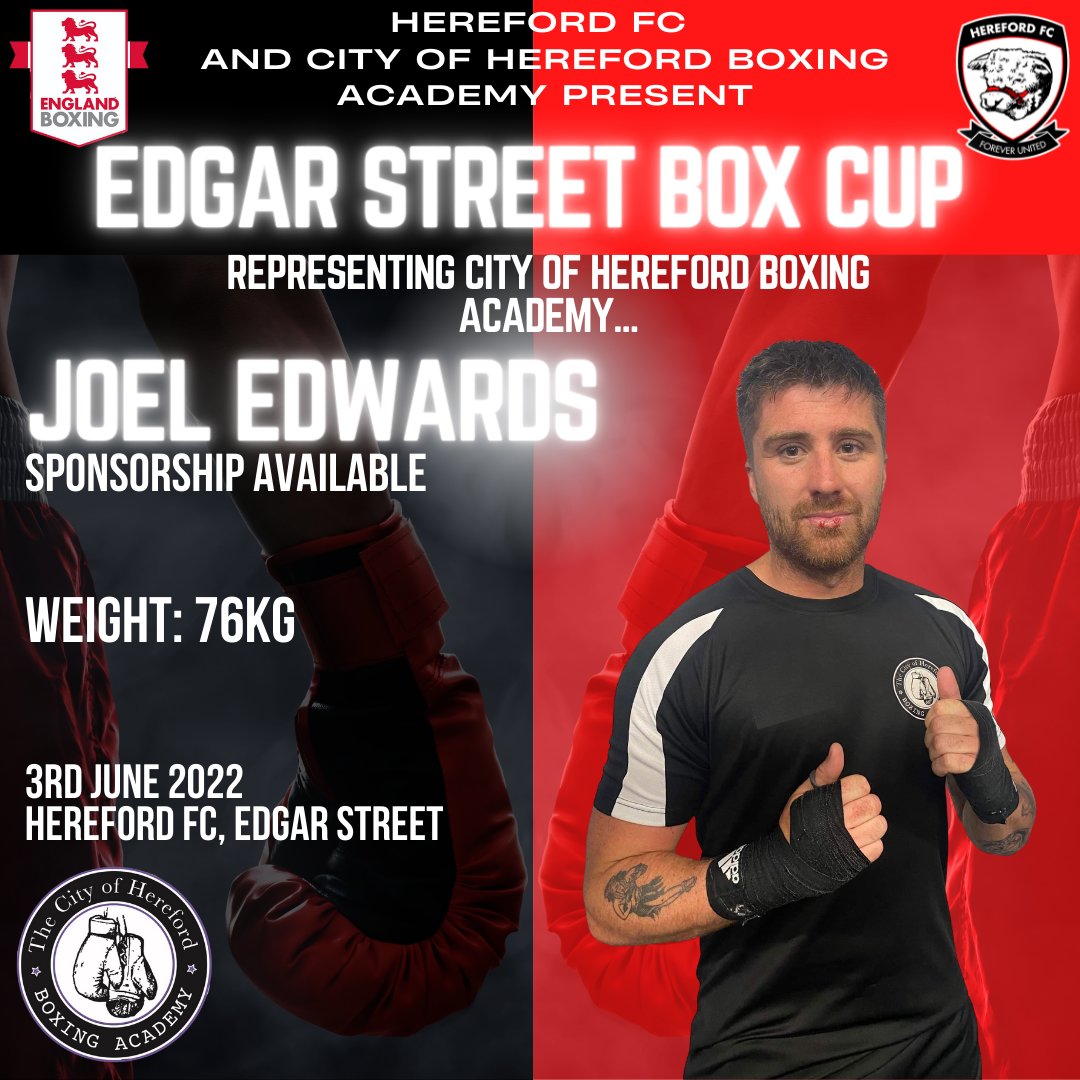 HFC__Events's tweet image. 🎙️ Weighing in at 167 pounds... 𝙅𝙤𝙚𝙡 𝙀𝙙𝙬𝙖𝙧𝙙𝙨 🎙️
 
Friday the 3rd of June, Joel Edwards will take to the ring in the Edgar Street Box Cup 🥊

Tickets are available on our Website 👇
hereford-fc.myshopify.com/collections/ev…
