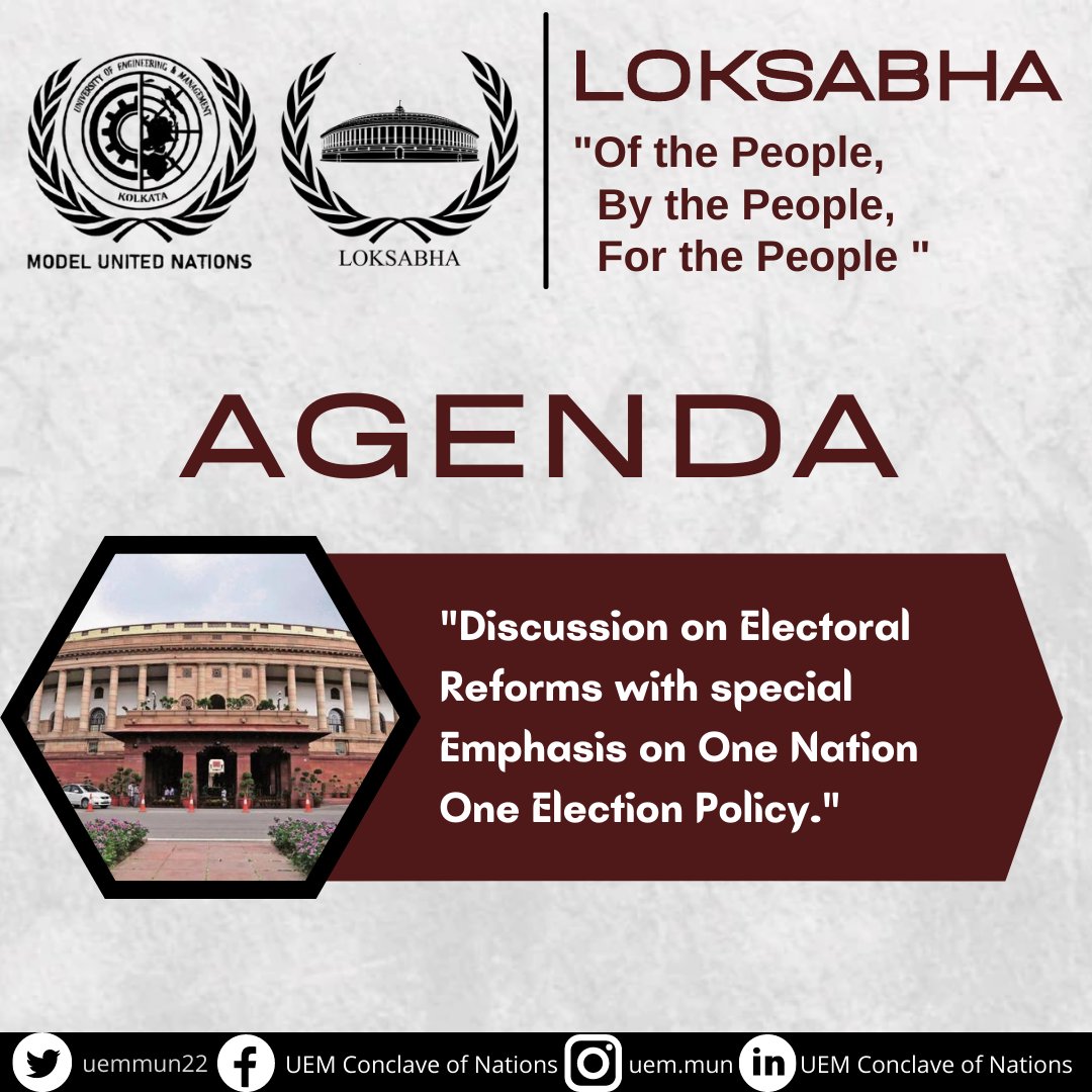 uem_con2022's tweet photo. Here comes the moment to raise your voice as the gavel strikes to announce  the agenda of our fourth committee, the Lok Sabha.

#UEMMUN
#RevoltToResolve https://t.co/zsO5Ttg7OJ