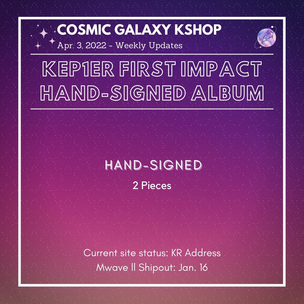 CGKShop's tweet photo. #CG_WeeklyUpdates
April 3, 2022 - Weekly Updates
🌟Kep1er FI Tingi
🌟Kep1er Hand Signed
🌟EN- MemKit
🌟BP Special Gift
🌟NCT 2021 Universe
💟For ongoing lapags:
check #/CG_Ongoing
💟For weekly proofs:
check #/CG_WeeklyProofs
💌DM for concerns and clarifications https://t.co/TXKBUpAs1R