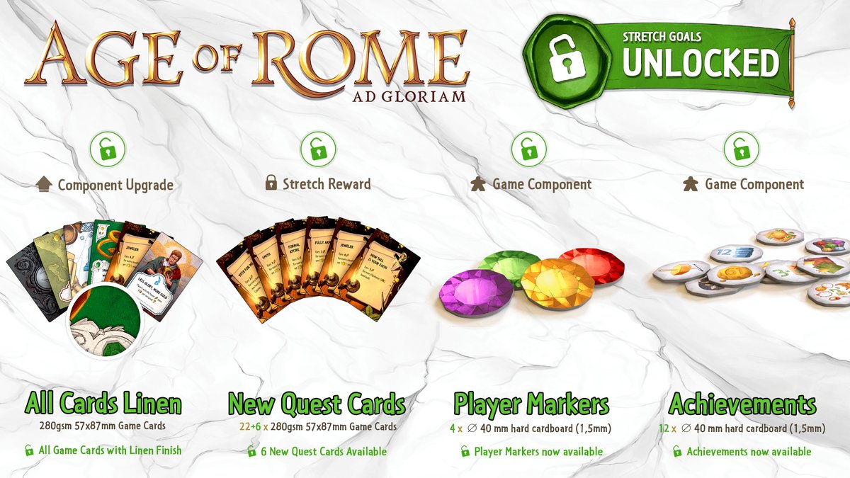 teetotumgames's tweet photo. Thanks to your support, Age of Rome is looking more fantastic than ever! Take a look at the amazing stretch goals that have been unlocked, and tell us what you would like to see as the next stretch goal! #Kickstarter #boardgames #boardgame https://t.co/DRefZ3Iogk