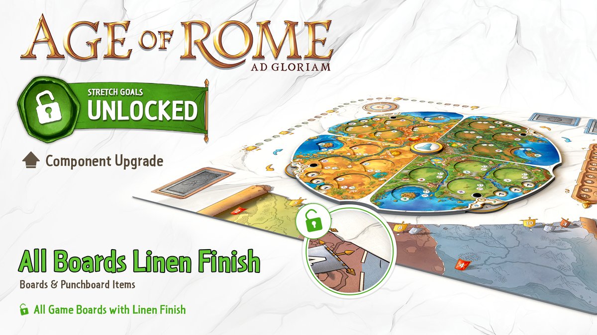 teetotumgames's tweet photo. Thanks to your support, Age of Rome is looking more fantastic than ever! Take a look at the amazing stretch goals that have been unlocked, and tell us what you would like to see as the next stretch goal! #Kickstarter #boardgames #boardgame https://t.co/DRefZ3Iogk