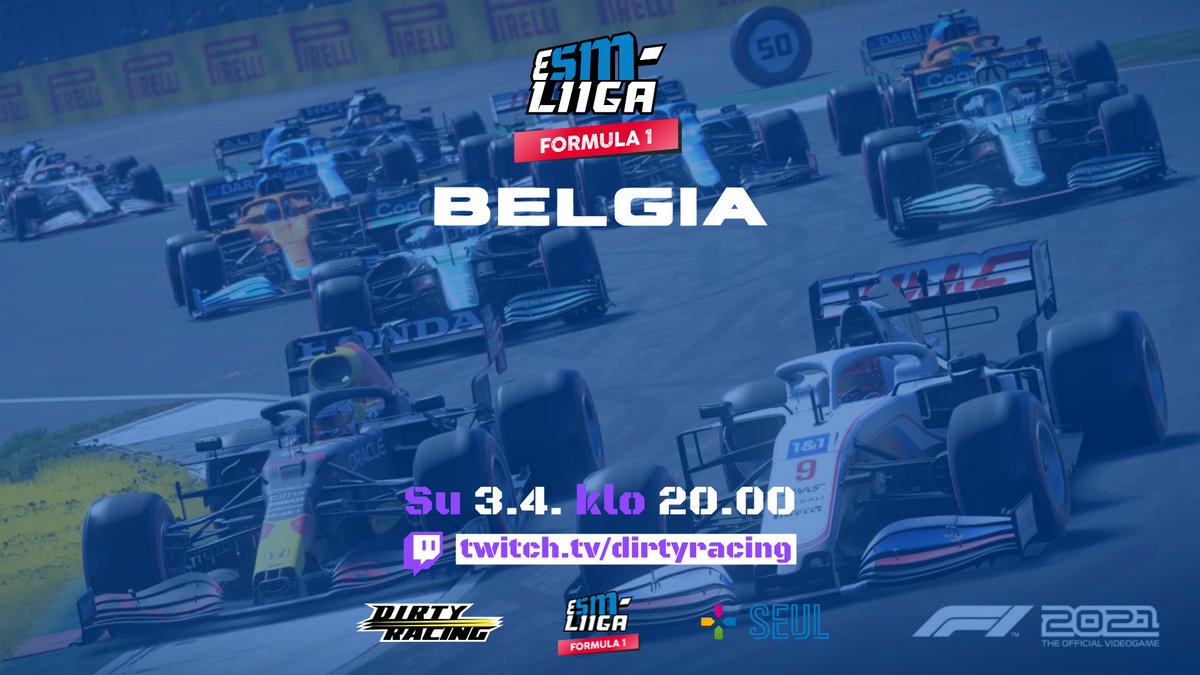 DirtyRacingFi's tweet photo. Tänään Klo 20.00 F1 eSM-Liigan toinen osakilpailu Belgian radalla! 🇧🇪 https://t.co/EnYLd4ZVcd #f1esml #esml #f1fi #esportfi #eurheilu #twitch #playstation #dirtyracing https://t.co/UgKnmNGw1R