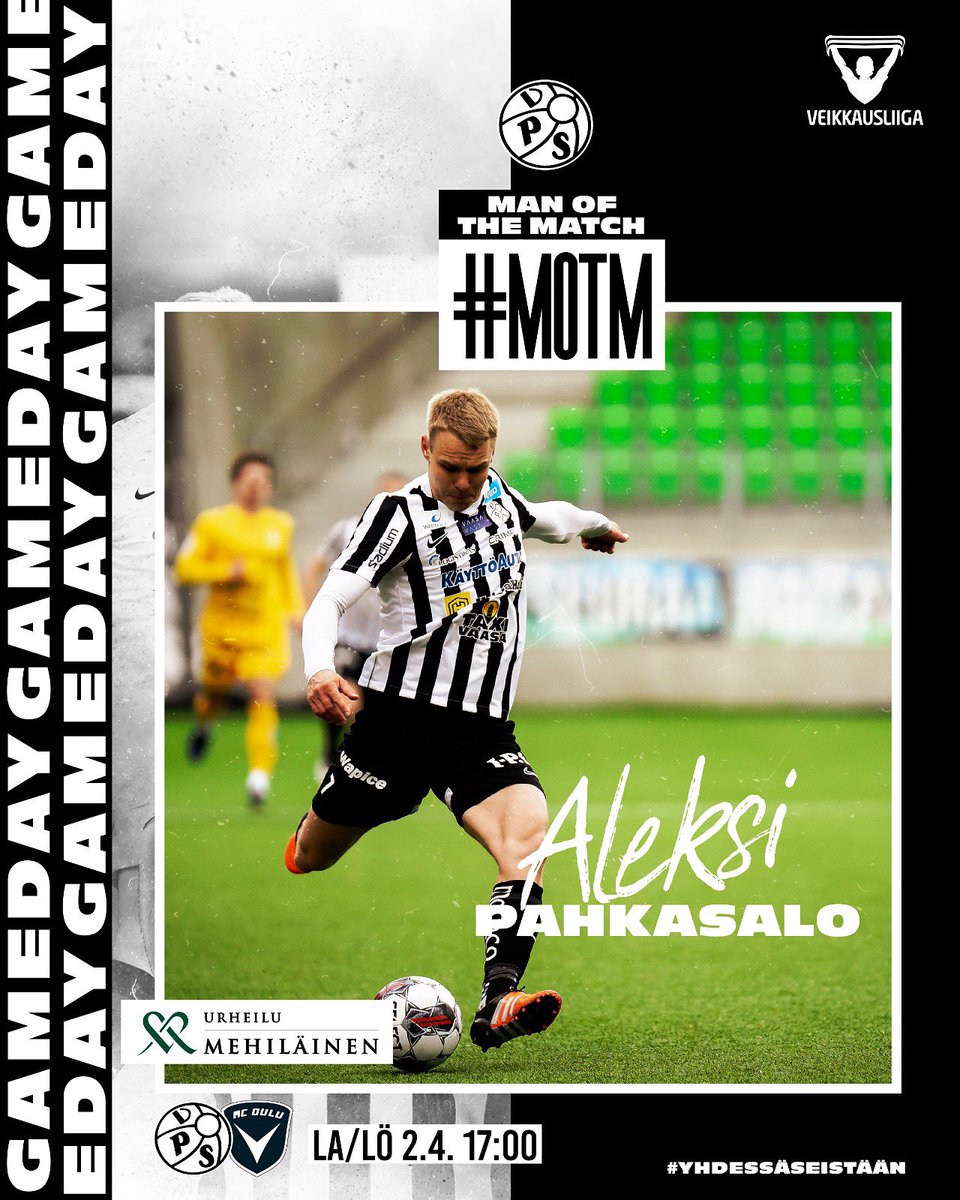 Aleksi Pahkasalo on äänestetty kauden avausottelun parhaaksi pelaajaksi👏

#yhdessäseistään #seuraaraitaa #vepsu #vaasa #vasa #veikkausliiga