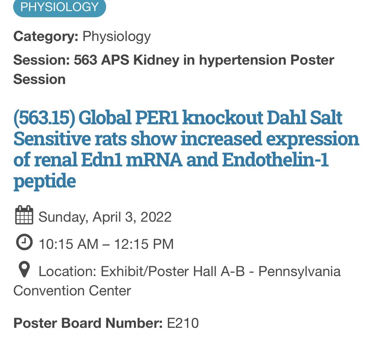 MLGumz's tweet photo. Check out Alex’s exciting poster today! @Alex_Juffre project with @staruschenko lab 🤩 @Endothelin @Adrian__Zietara @lashodya @hannahmcostello @APSPhysiology #APSatEB #kidney #clock #Gumzlab @DoumaPhD @AJPRenal #ExpBio #EB2022 #CICMD @UFMedicine @endothelin17 https://t.co/QHB8kXpU4E
