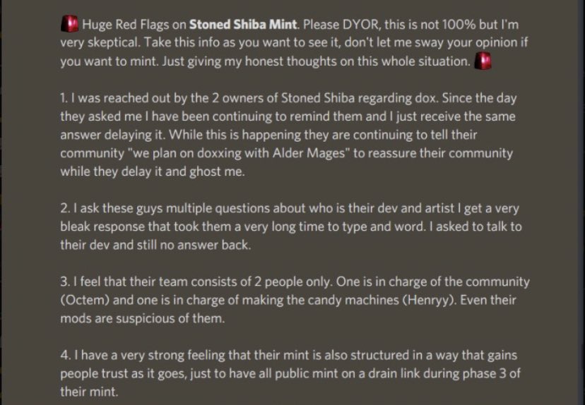 jaimwh1te's tweet photo. Guys be careful with @StonedShibaClub mint tonight.

As always DYOR.

#Solana #SOL #SolanaNFT #SolanaNFTDrop #NFTs #NFTProject #NFTdrop https://t.co/0i9kVS3L2p