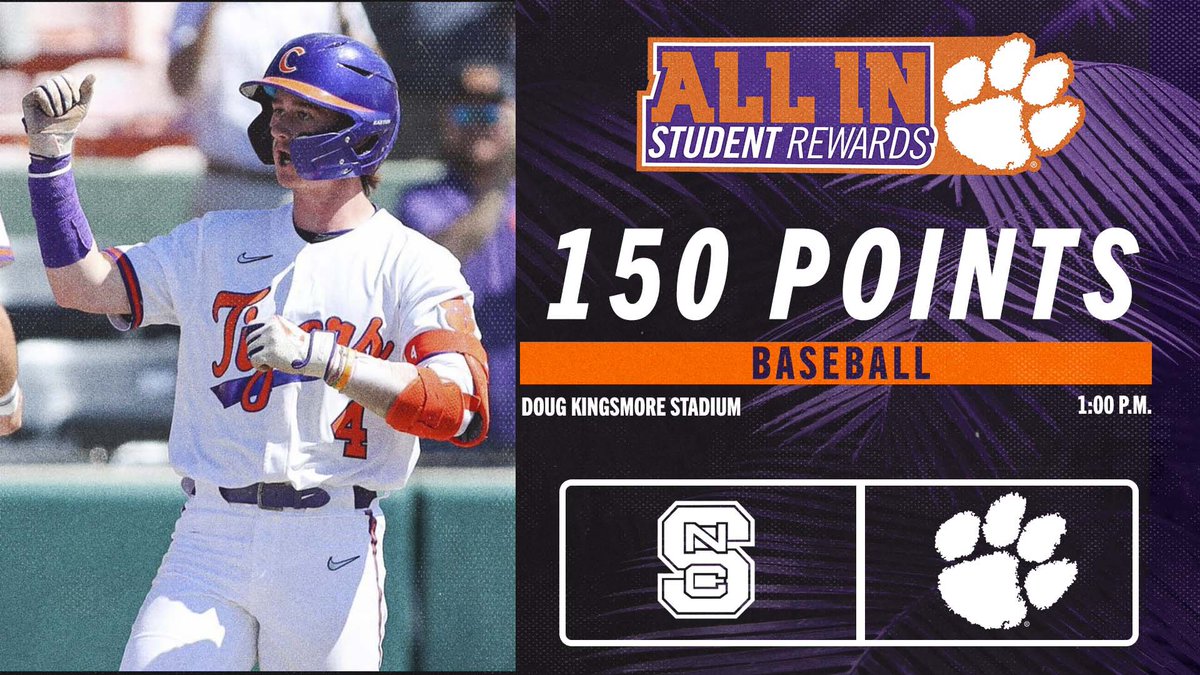 AllInRewards's tweet image. BACK AT 🏠 
🎾@ClemsonWTennis 
📍 Duckworth 
⏱ 11:00 am

SERIES TIEBREAKER 
⚾️@ClemsonBaseball 
📍 DKS 
⏱ 1:00 pm