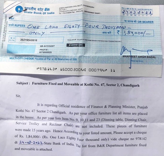 MSBADAL's tweet photo. False &amp; incorrect information is being propagated about some “missing” items from the govt house that I recently vacated. Unfortunately these  allegations were posted by Daily Post Punjabi. No one contacted me for a fact-check or verification. (1/2) https://t.co/PdRAVvDw5m