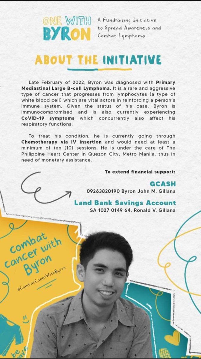 ceanishyuckz's tweet photo. hello po🤗 I'm helping a friend out. He's diagnosed with Primary Mediastinal Large B-cell Lymphoma, it is a rare and aggressive cancer. Baka sakaling makatulong kayo by extending financial support to him and to his family. 🤗🥺Any amount of donation will also be appreciated . https://t.co/hsHyd3we8H