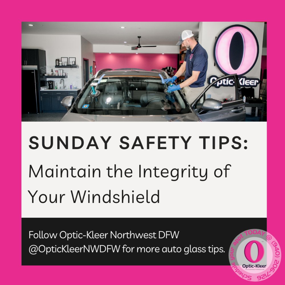 OpticKleerNWDFW's tweet photo. #SundaySafetyTips: Maintain the Integrity of Your Windshield
Routine maintenance of the windshield is one of the most neglected aspects of car care. It’s not just about cleaning the glass every day, though that is important. Regular cleaning and proper service and maintenance wo https://t.co/3SFZK87nEe