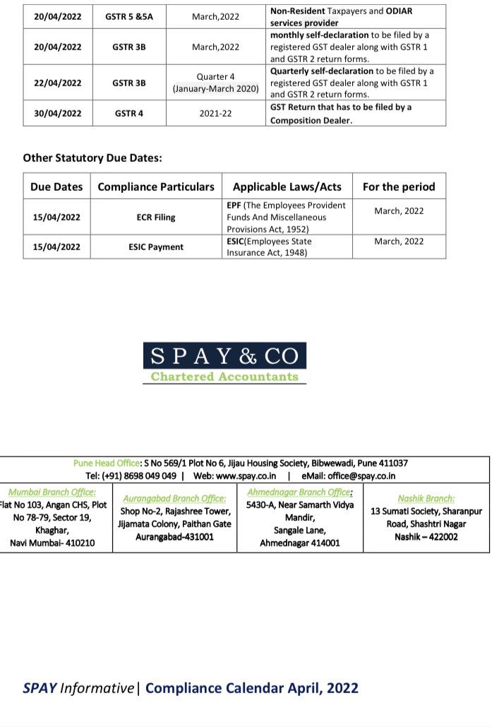 Spaysocial's tweet photo. Compliance Calendar April, 2022 #compliance #April #spaysocial #spayco https://t.co/lnjMh7i84M