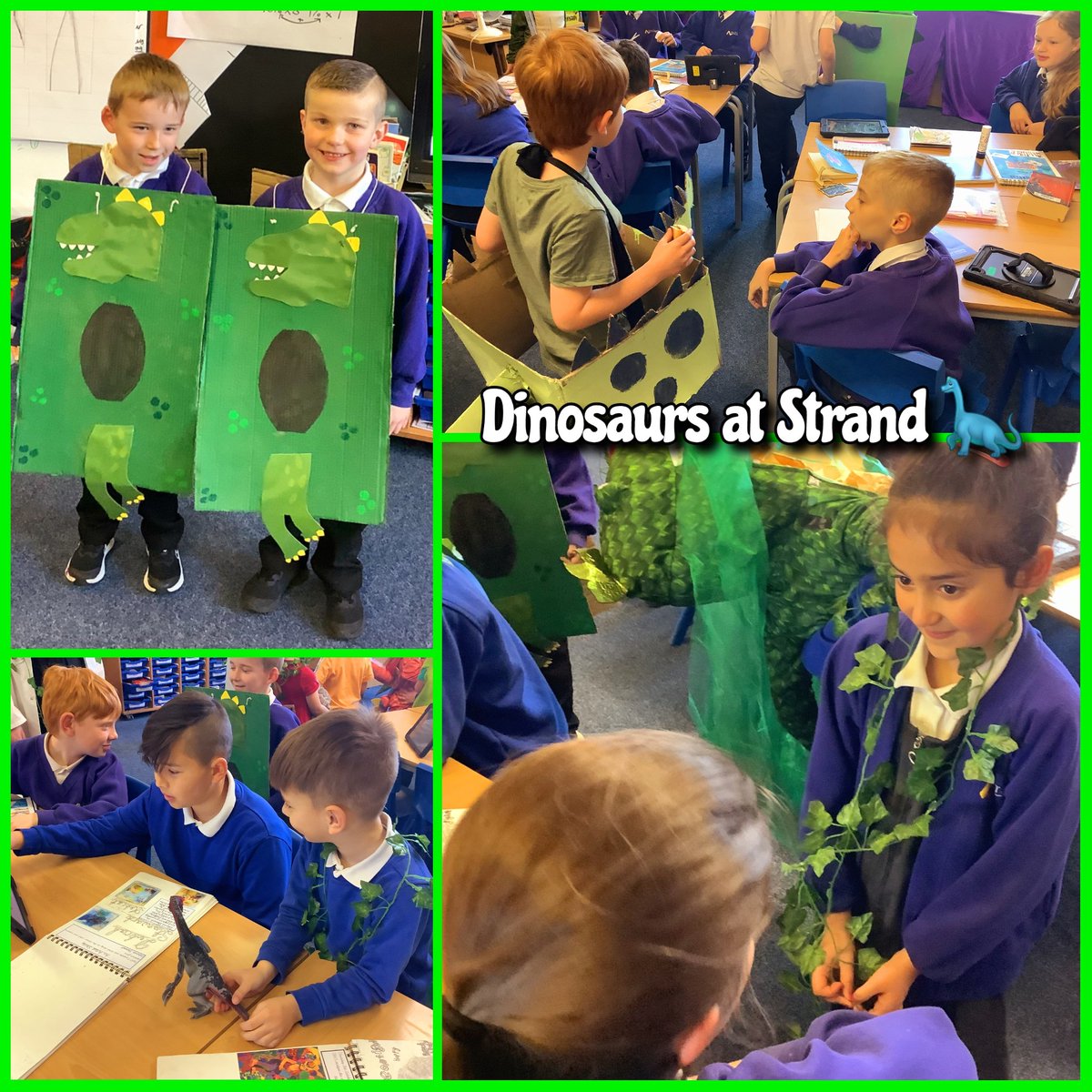 DeltaStrand's tweet photo. HMS Rainbow enjoyed their Dinosaur day which ended their topic in style!
The children looked amazing in their Dinosaur costumes and visited every class to share their prehistoric learning! @DeltaStrand #DinosaurFun
#DeltaStrandTopic @Talk4Writing #DeltaStrandScience @mrirvingd https://t.co/WoSg6aHabW