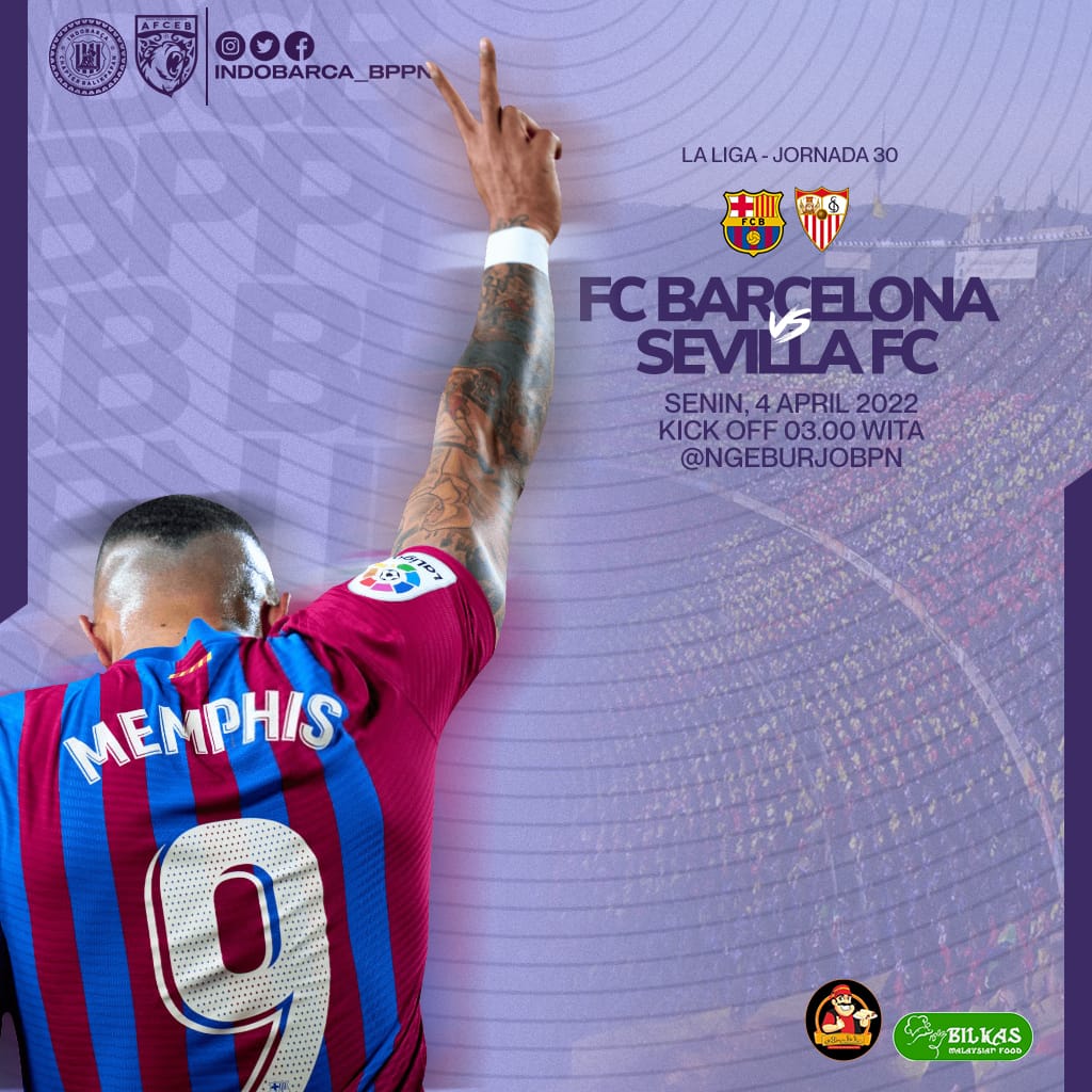 📣 INDOBARCA CHAPTER BALIKPAPAN
( @indobarca_balikpapan )
.
🏆 La Liga jornada 30
🎦  FC Barcelona vs Sevilla
🏟  Camp nou
📅  Senin, 4 April  2022
⏰ K.O: 03:00 WITA
📍@NgeBurjoCafe
💸 Just Order
📱 +62 822 5183 8863
.
.
#NoBarChapterIndoBarca
#IndobarcaBalikpapan