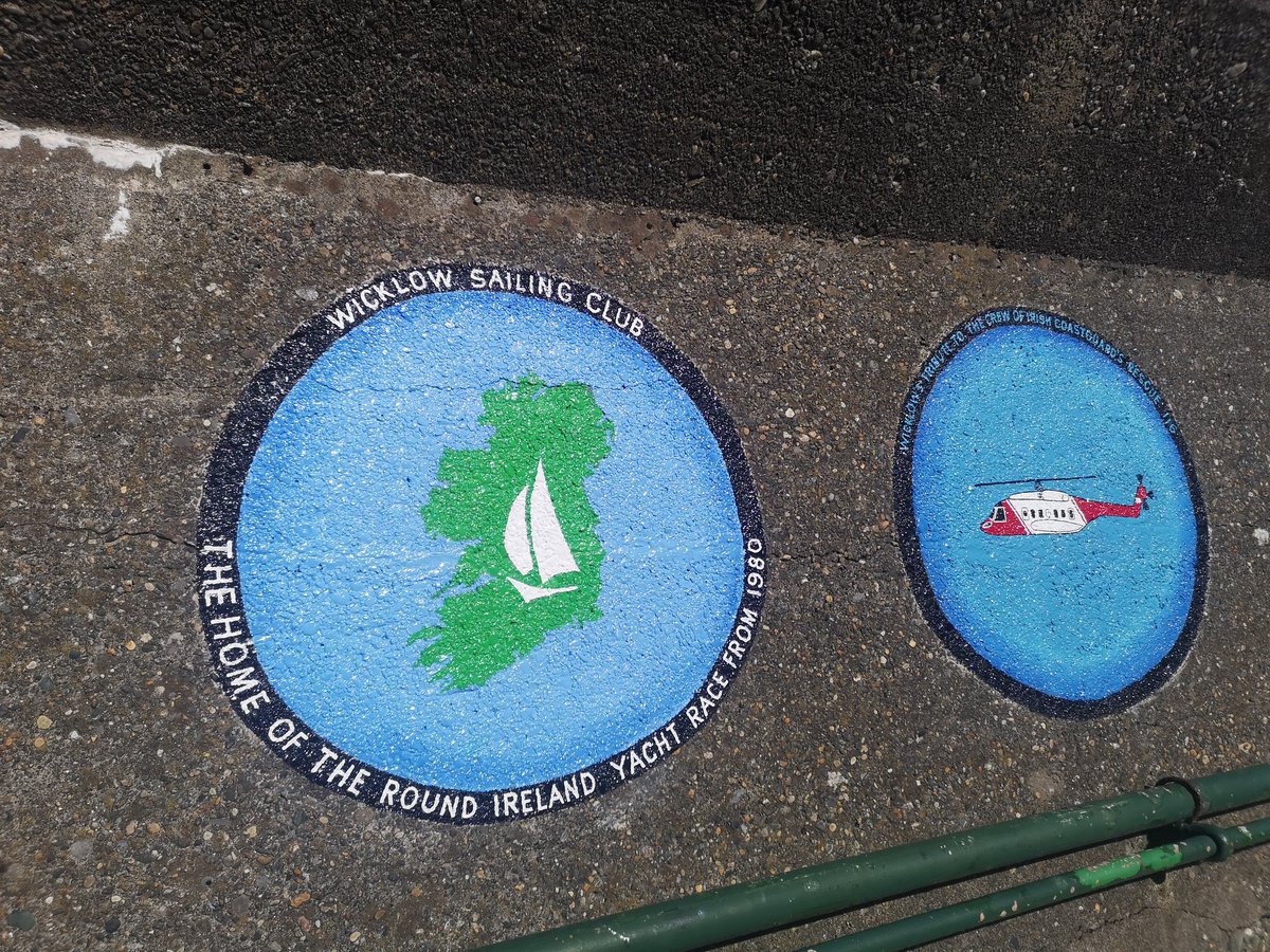 Anyone noticed the newest addition to the #paintingsonthepier by Pat Davis?  He has dedicated his newest painting to Wicklow Sailing Club & the Round Ireland. Thank you Pat. We love it!!😊
It sits along side a tribute to the crew of Irish Coastguard's Rescue 116.
#lovewicklow