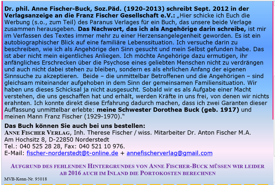 fischernorders2's tweet photo. Dorothea Buck als #Mutmacherin #Zeitzeugin in der #Psychiatrie in der #NS_Zeit #Psychose-Seminar #Schizophrenie #Schriften #Bücher #Verlag #Buchhandlung #Verkauf Norderstedt Neumünster https://t.co/A0Roc9xpe1 https://t.co/hJnWacsnI4
