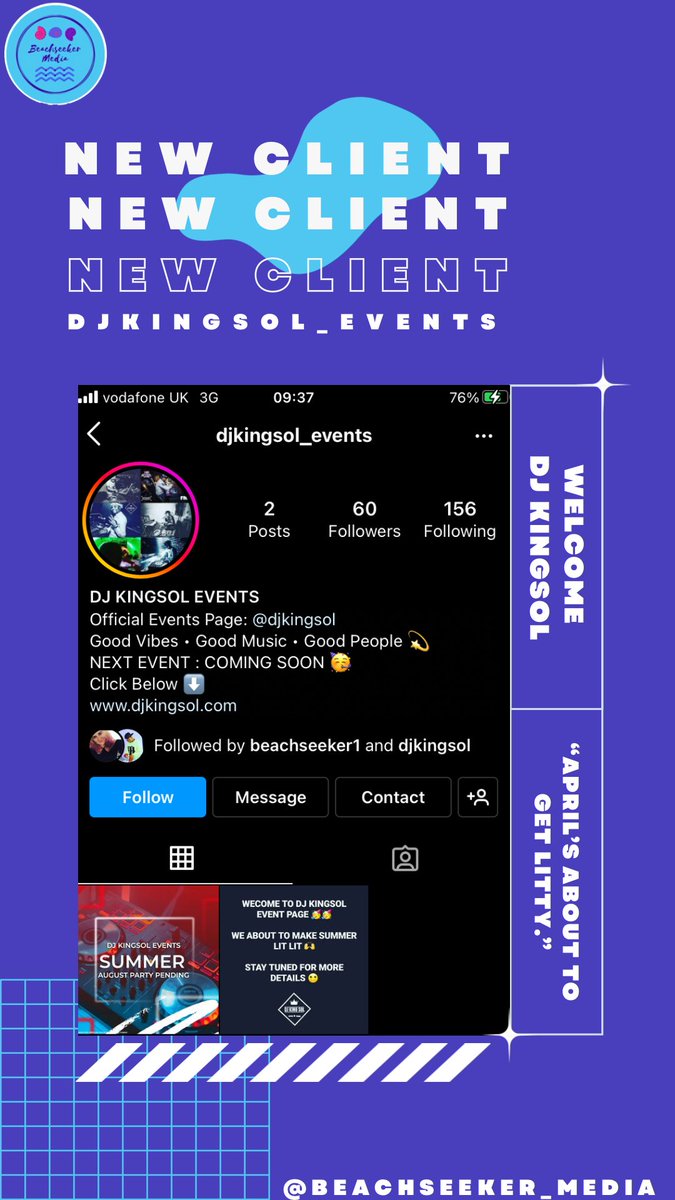 LiaOnTour's tweet photo. New client! If you love a night out in Brighton: afrobeats, dancehall and hiphop DJ Kingsol’s events is for you! First event planned for his birthday in August. Follow https://t.co/Zud56695aC
#dancehall #hiphop #afrobeats #brightonandhove #eastsussex #beachseekermedia https://t.co/g4LrIKPzCY