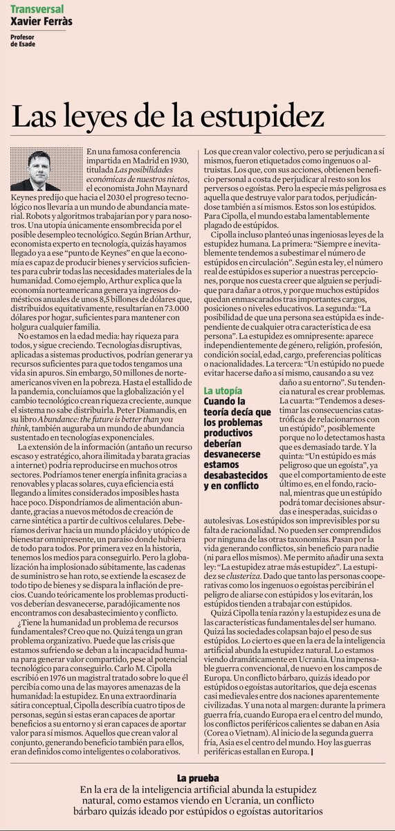 XavierFerras's tweet photo. Las sociedades colapsan bajo el peso de sus estúpidos ;-) https://t.co/v8Ntfphq9V