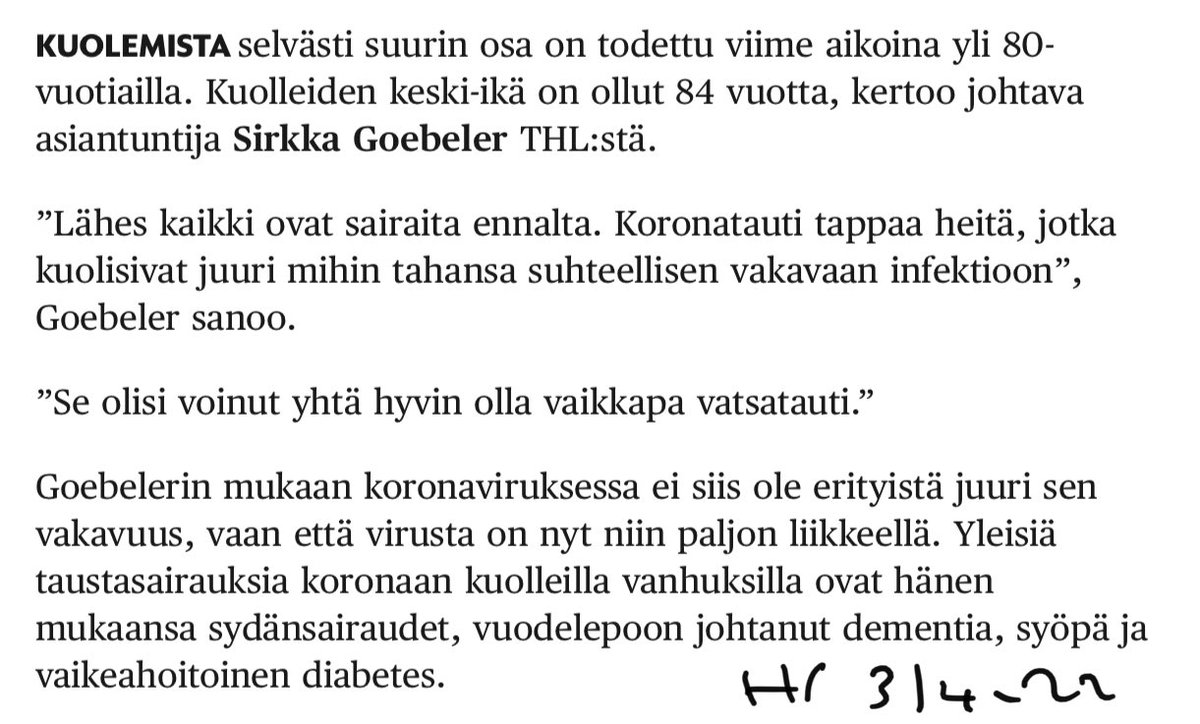 merjah's tweet photo. @lasleh @hsfi Missä ovat tarkat luvut #koronakuolemat määrästä eri ikäryhmissä? Lasketaanko mukaan kotona tai hoitokodeissa tapahtuneet kuolemat? Millä perusteilla rajataan pois tehohoitoon pääsy? @THLorg @yleuutiset @STTuutiset @LindenAki https://t.co/XfFGQlg3Wf