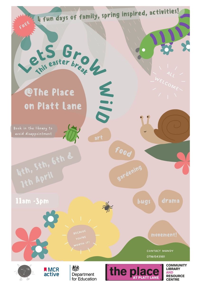 ThePlaceM14's tweet photo. Plenty going on this Easter - come on down and enjoy the fun @macinnes_neil @GailMallett @MCCFallowfield @AliRIlyas @JadeDoswelll @Afzal4Gorton @ZahraAlijah @MancLibraries @MCRActive @merosworld20211 @curiouscrafty @SmCreditUnion @onemcr @PCRA1 @FofM14 @Val_BB @msgracefh https://t.co/jJyo6Dx31F