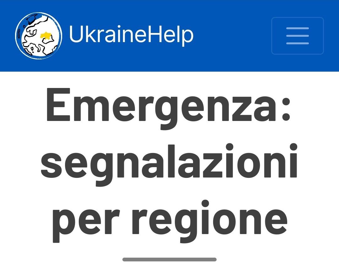 UkraineHelpIT's tweet image. Sul sito di #UkraineHelpIT stiamo mappando in #opendata e in ogni regioni info utili, raccolte beni, iniziative e servizi per profughi provenienti dall&apos;#Ucraina.
👉Qui le segnalazioni regione per regione ukrainehelp.emergenzehack.info/issues/regione/
👉Invia la tua segnalazione!