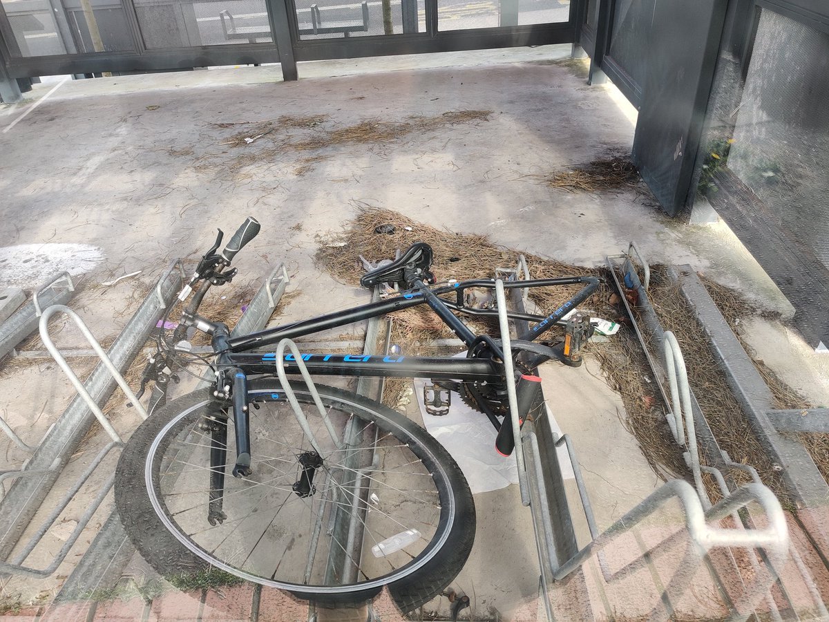 Very worrying to see last week that a bike in the *secure* storage <a href="/GliderBelfast/">Glider</a> stop at Hollywood Arches has had wheel stolen / been damaged.  

<a href="/Translink_NI/">Translink</a> -have you been able to identify culprit from the cameras &amp; digital door lock mech? 
<a href="/nigreenways/">NI Greenways</a> <a href="/combergreenway/">Comber Greenway</a>