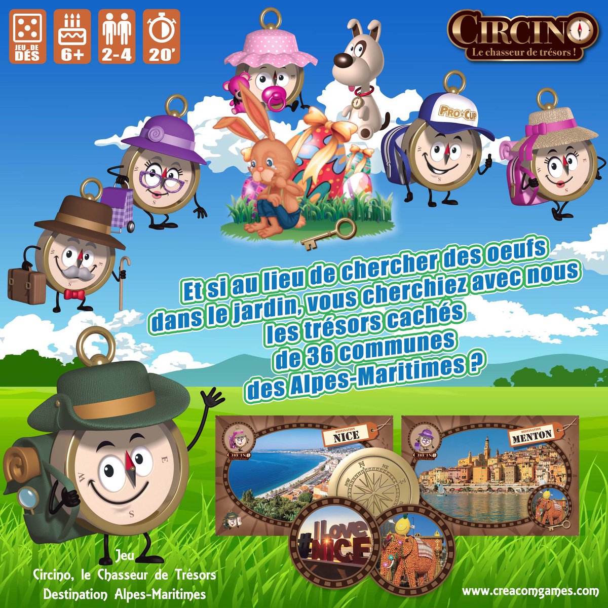 CreacomGames's tweet photo. Circino, le Chasseur de Trésors - Destination Alpes-Maritimes 🎲
https://t.co/g11lv5dATv
#creacomgames #cadeau #pâques #06 #patrimoine #découverte #famille #jeudesociété #jeu @AlpesMaritimes @VisitCotedazur https://t.co/H09BmSyVwx