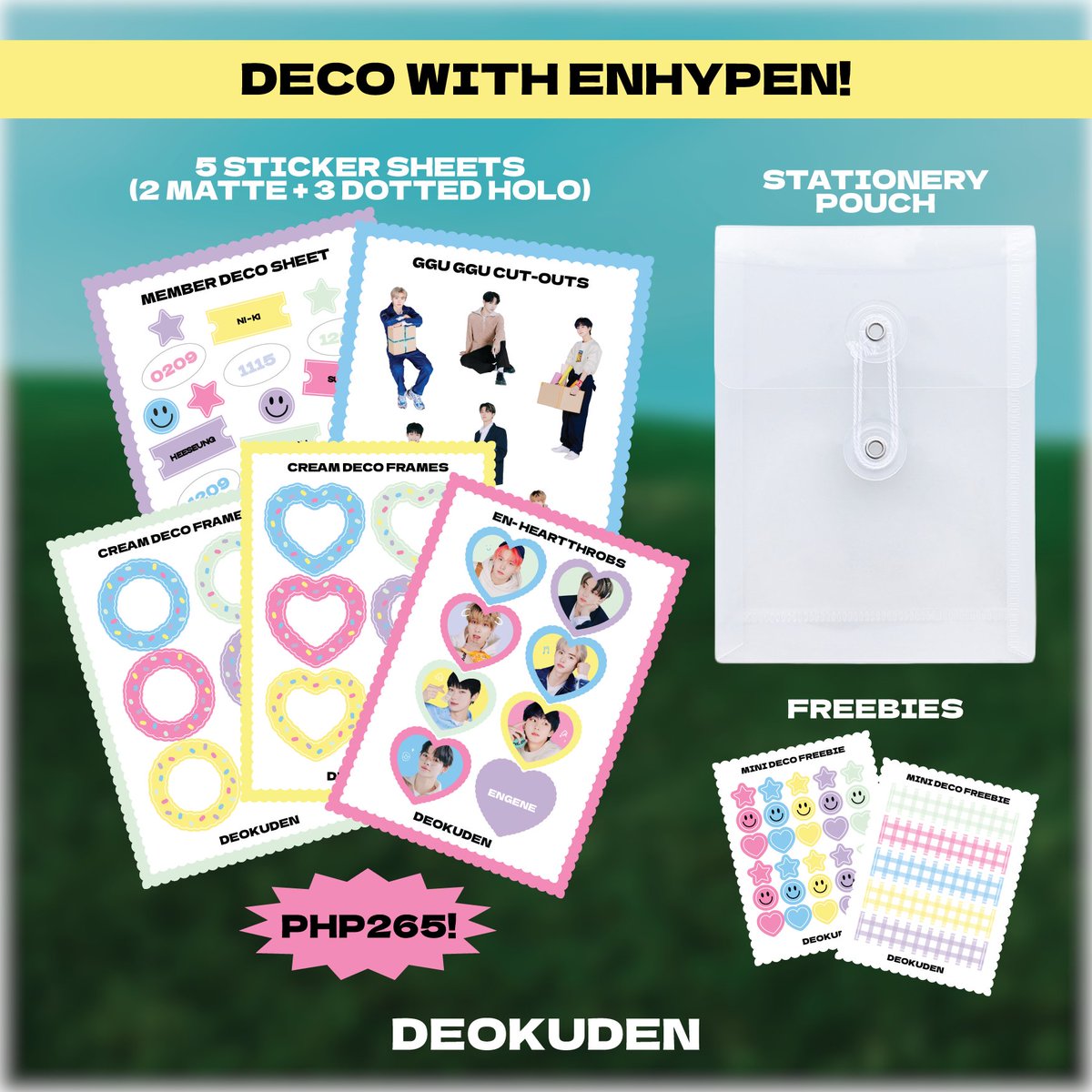 deokuden's tweet photo. DECO WITH ENHYPEN!
Now available! ☻
Product link: https://t.co/6p68QBfsNA

PH GIVEAWAY 🗯️🤍
 — winner of one chosen bundle
 𓏸 RT, like &amp; follow
 𓏸 Draw date: April 14 (Thurs), 6PM https://t.co/riW4AHB9Jw