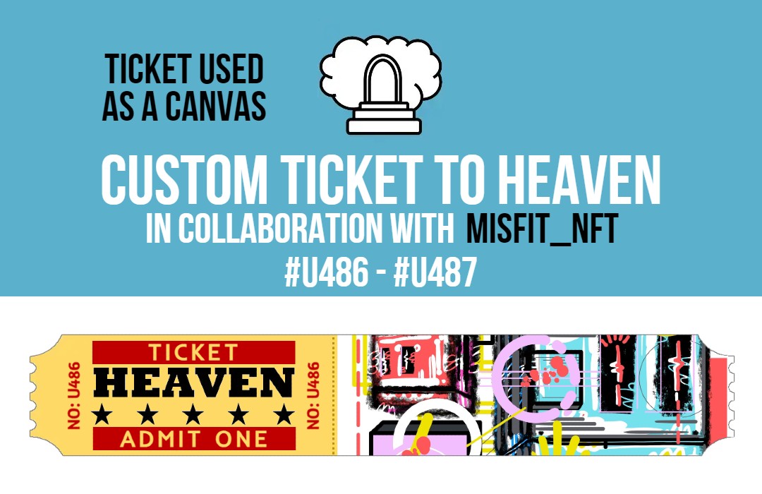 _deadcode_'s tweet photo. Custom Ticket to Heaven #U486-#U487 now available on opensea!
Ticket used as a canvas.
Thanks @CryptoMisfitNFT forcollaboration!
https://t.co/6WYe0xPvBQ via @opensea
#NFTdrop #NFTcollectors #NFT #opensea #NFTs #nftgallery #NFTcommunity #NFTartists #digitalart https://t.co/iAWL5n2spL