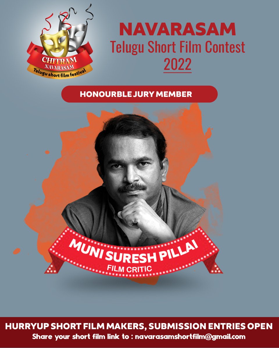 FilmExpoOffl's tweet photo. We are Glad to Announce Famous Writer and Film Critic Sri #SureshPillai garu as Our Honourble Jury Member for "𝐂𝐡𝐢𝐭𝐫𝐚𝐦 𝐍𝐚𝐯𝐚𝐫𝐚𝐬𝐚𝐦 𝐒𝐡𝐨𝐫𝐭 𝐟𝐢𝐥𝐦 𝐂𝐨𝐧𝐭𝐞𝐬𝐭 𝟐𝟎𝟐𝟐" 

#ShortFilmContest #ShortFilm #Movies #FilmExpo #ShortfilmEvent #ShortFilmExpo https://t.co/kLgHzkVtkt