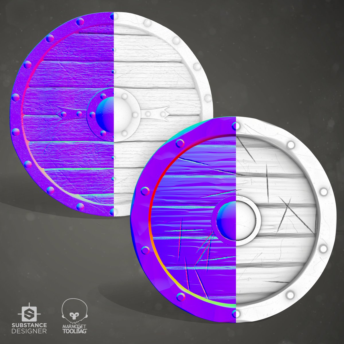 mervkaplan's tweet photo. There is no modeling, sculpting here. This is how magic happens with substance designer. I started with Jonathan Benainous viking shield tutorial and I also made a stylized version based on what I learned. #madewithsubstance #vikingshield
more detail, https://t.co/soju6Wy000 https://t.co/Y0AvasZuwR