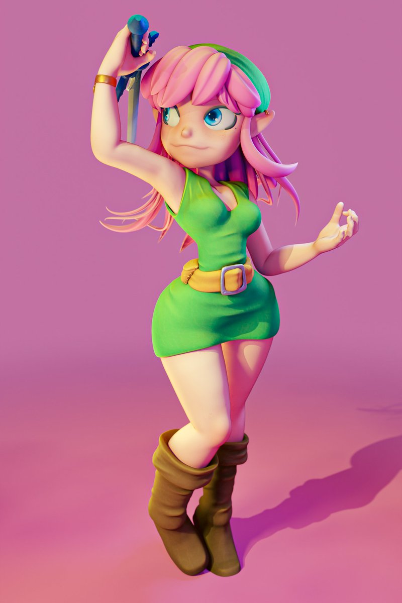 Zhed_Titus's tweet photo. New pose for my #Pinkle character. Yes, It's a #waifu version of #link from the universe of #Zelda but with #pink hair ! Made with #Blender3d & a lot of #love 🫶💕 https://t.co/xIt8OZgR22