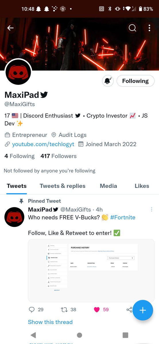 jsnapebooks's tweet photo. @FortnitePrize @MaxiGifts Done https://t.co/1OEkW3hrjx
