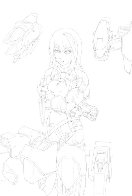 線画完成
はてさてどう処理してくれよう 