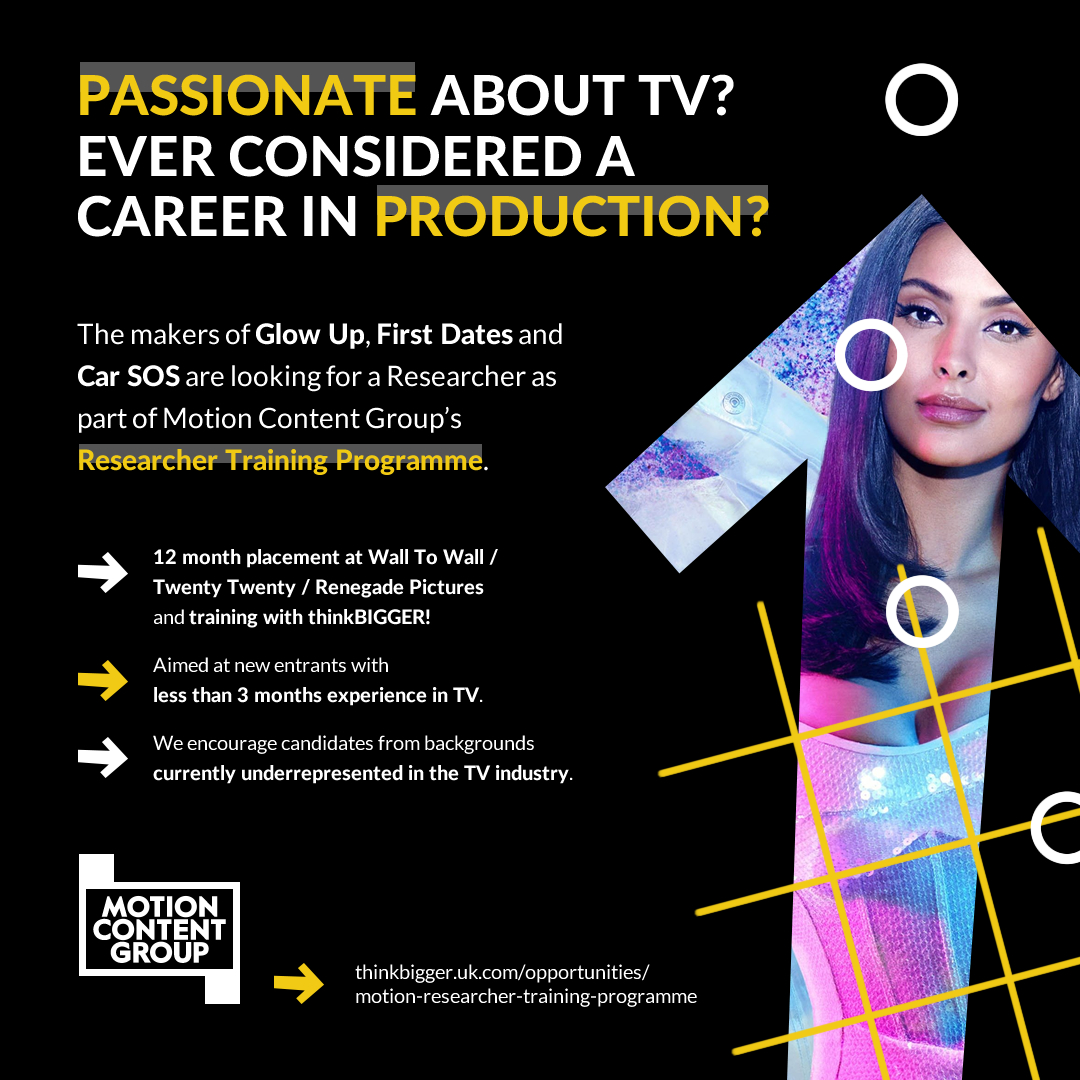 If you’re dreaming of a job where you’ll get to be creative, solve problems &amp; make innovative, thought provoking programmes - this opportunity is for you. We are looking for budding Trainee Researchers to join us!

For more details visit: bit.ly/3tBs8i0 <a href="/thinkbigger_org/">thinkBIGGER!</a>