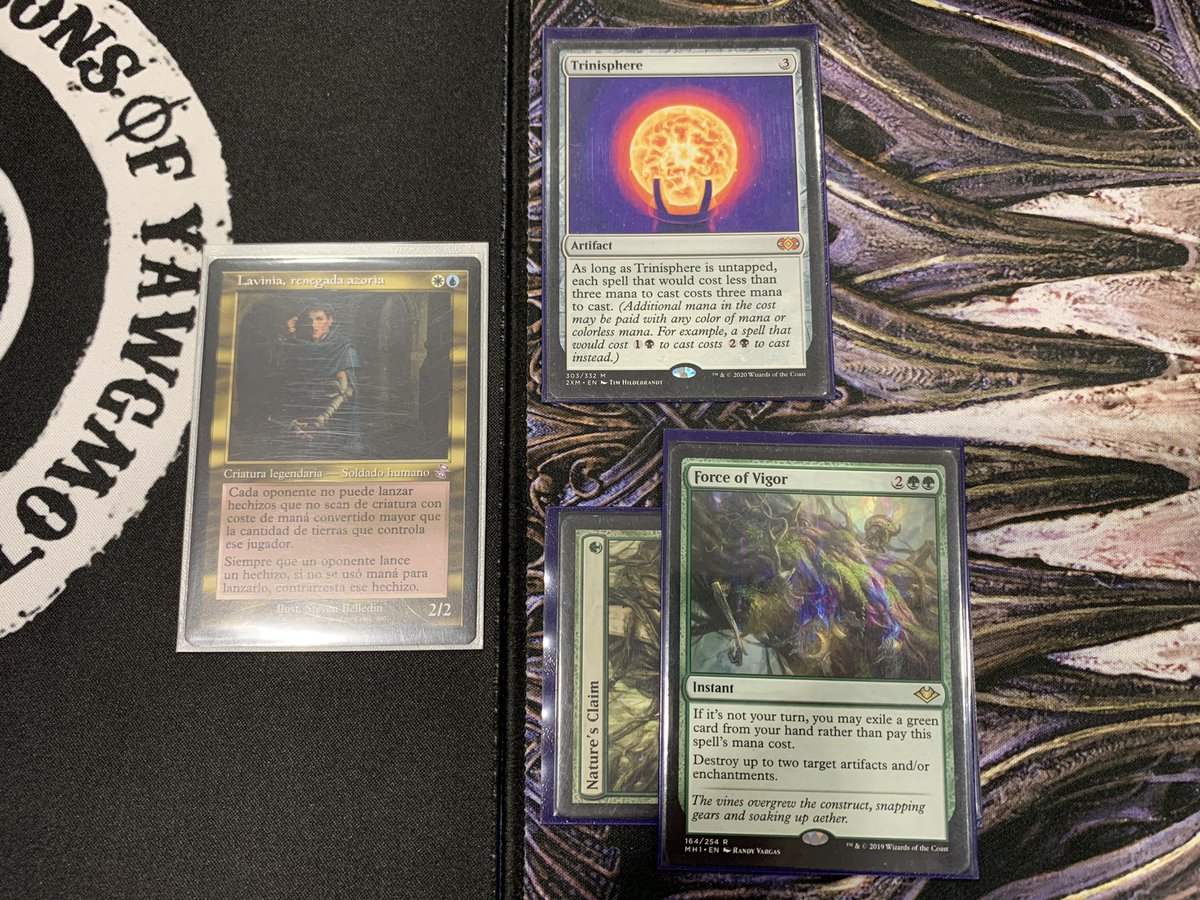 Vecteroso's tweet photo. @JuecesMagic Force of vigor, exiliando carta verde - 1. ¿Coste force of vigor? 2. ¿Hay que pagar 3 manás extras? 3. ¿Lavinia contrarresta el force of vigor? https://t.co/teZfoKfD0I