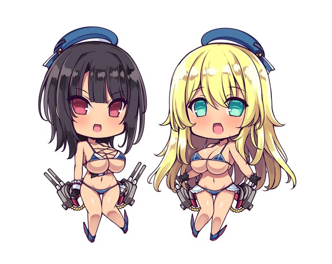 冬コミで作った愛宕&高雄水着モードも持っていきます～。セットで手にとってくれると嬉しいパンパカパン 