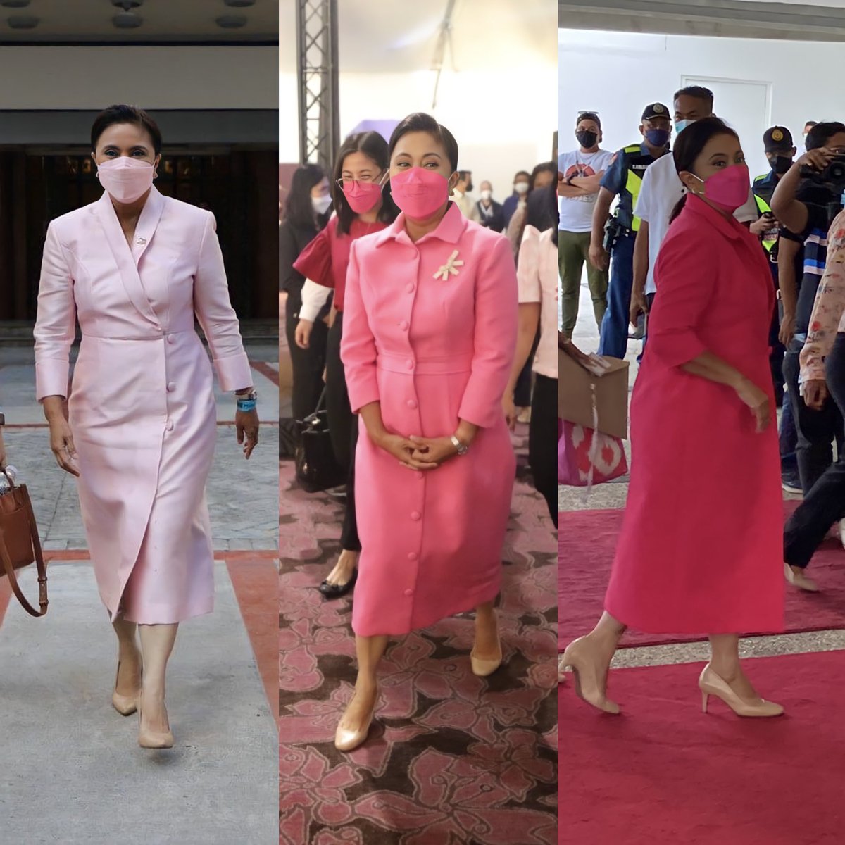 itsmackoy's tweet photo. Her wardrobe assistant needs a raise!! i see what you did there gurl! The pink is getting brighter and brighter! Natatanaw na natin ang pag asa.🌷@lenirobredo #PiliPinasDebates2022 #LeniKiko2022 https://t.co/BvI5g6r8Dq